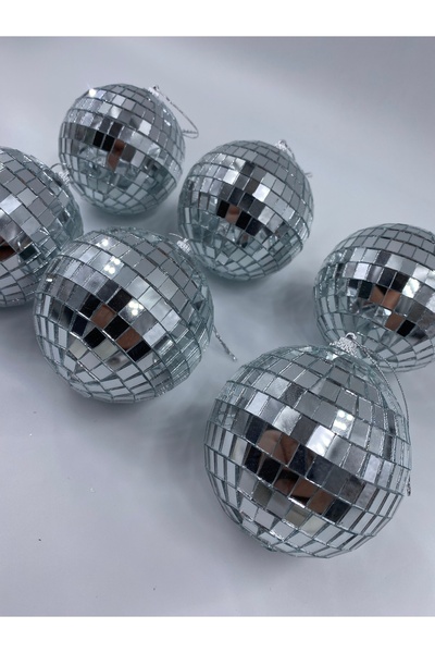 PARTİPORT Mirrored Ball Ornament 5cm, Stylish Gray Colored Decorative Object,...