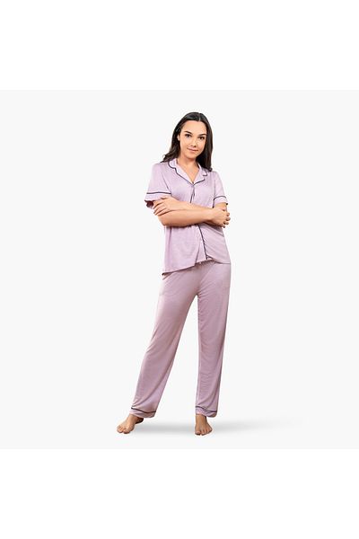 Aadaraya Aadaraya Collared Shirt and Pyjama Set