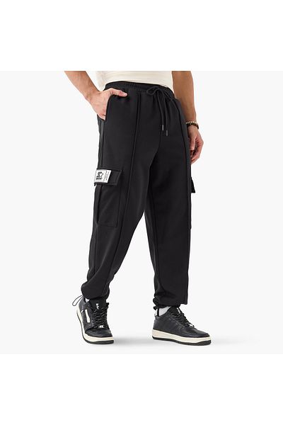 Starter Starter Logo Applique Relaxed Fit Cargo Joggers with Drawstring Closure