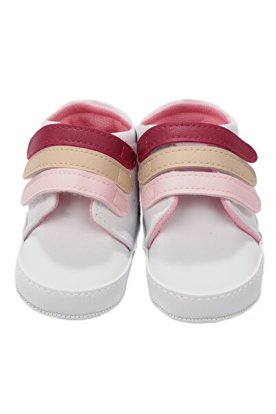 bebegen Baby Girl White Purple Pink Velcro Back Rainbow Leather Shoes