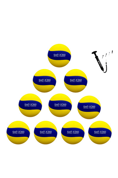 Summit Smt-X360 Leather Volleyball Ball Suitable for Hard Ground and Schools Ball Pump with Gift (10 Pcs)