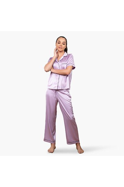Aadaraya Aadaraya Collared Shirt and Pyjama Set