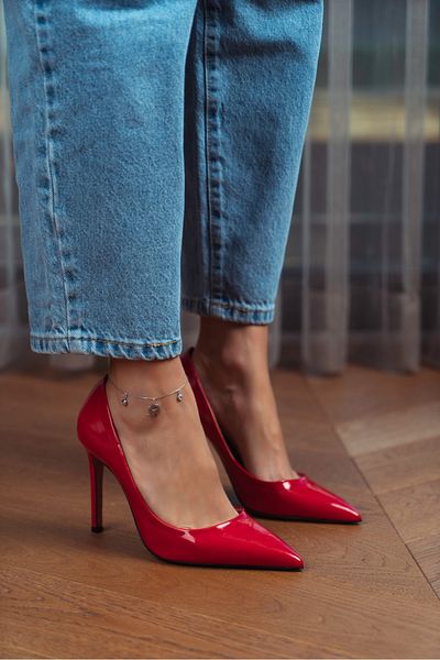 NİŞANTAŞI SHOES Vanessa Damen-Stiletto aus rotem Lackleder mit spitzer Zehenpartie