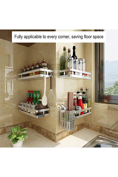 COOYA Stainless Steel Spice Rack, Single-layer Hanging  Spice Rack Wall Mounted