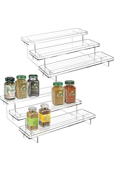 COOYA Acrylic Tiered 3-Tier Spice Rack Organizer, Cabinet Spice Rack Seasoning Organizer