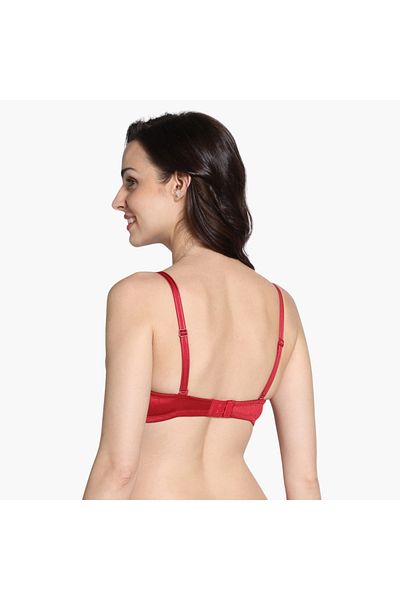 Zivame Zivame Textured Plunge Bra with Hook and Eye Closure