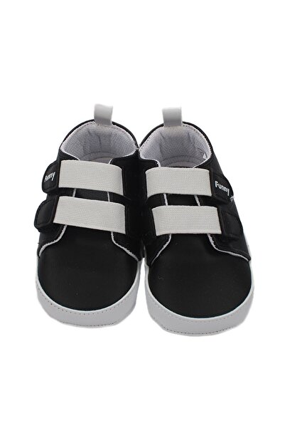 bebegen Baby Boy Black Elastic Velcro Leather Shoes Leather Shoes