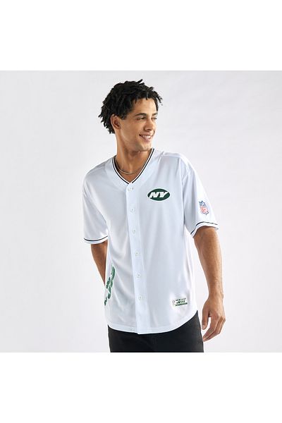 FAV Relaxed Fit New York Jets Print V-Neck Shirt with Short Sleeves