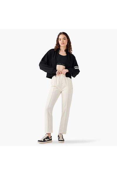 Kappa Logo Pintuck Detail Track Pants with Pockets and Drawstring Closure