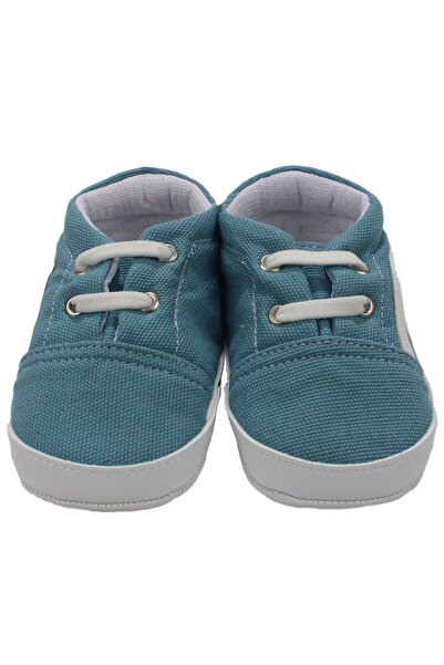 bebegen Baby Boy Blue White Leather Line Linen Shoes