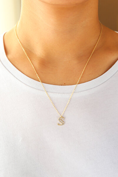 Brillo Altın Renk Zirkon Taşlı Çelik Kolye(51 cm)