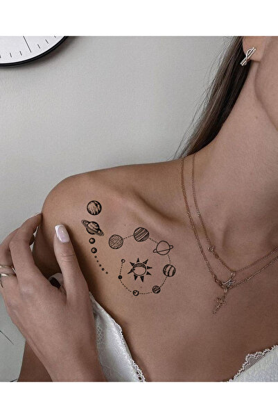 BiWini Minimal Gezegen Uzay Geçici Dövme Tattoo Bilek Kol Bacak Ve Göğüs Arası Erkek Kadın