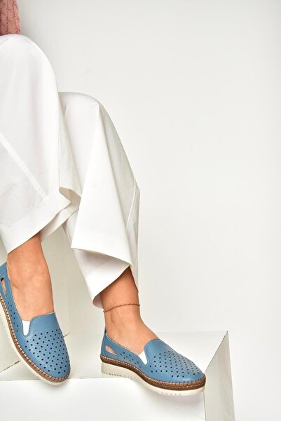 Fox Shoes P 555501103   Pantofi de dama albastru din piele naturala