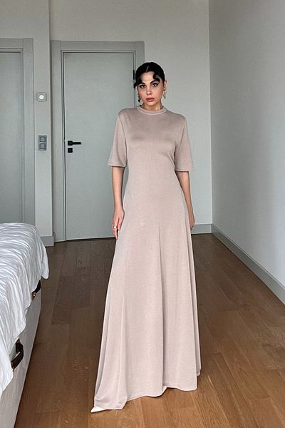 Seda Yalçın Atelier Φόρεμα Burano Bell σε μπεζ μέση