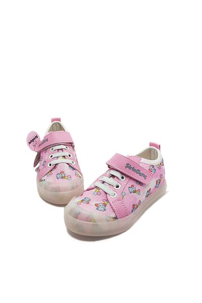 GDT Ayakkabı Pink Color Linen Material Velcro Children's Shoes