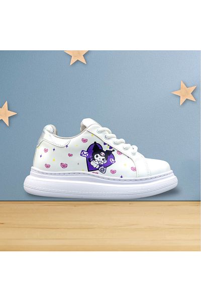 JOJO KIDS adidași kuromi pentru fete, pantofi cu talpă groasă cu fermoar și șireturi