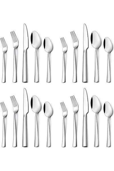 COOYA 20 Piece Silverware Set, Stainless Steel, for Home, Restaurant, Hotel, Mirror Polished