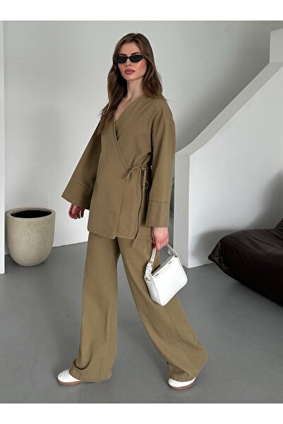 Laluvia Olíva Gabardine kimonó készlet - 8629