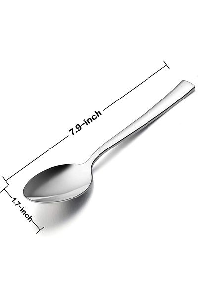 COOYA Dinner Spoons Set of 6, Squared Edge, Dishwasher Safe, Stainless Steel Spoons for Home, Restaurant