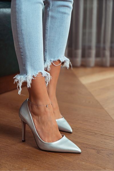 NİŞANTAŞI SHOES Vanessa Silber Matte Pointed Toe Damen Stiletto
