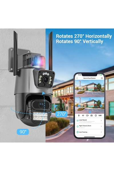 SmartVision Wifi Ptz Kamera 6 Megapixel Ultra Hd Çift Kameralı Dış Cephe Alarmlı Kablosuz Güvenlik Kamera Sistem