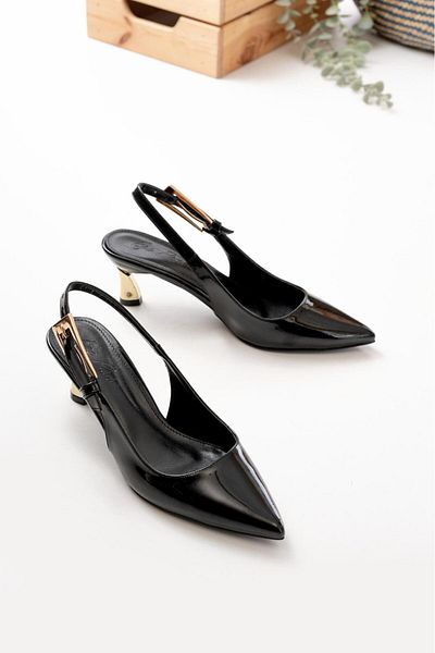 Egepass Pantofi cu toc Sitiletto de damă, eleganti și eleganti, cu detalii Life Gold, potriviti pentru utilizare zilnică