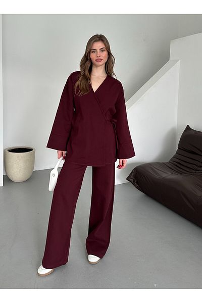 Laluvia Tile Gabardine Kimono-Set – 8629