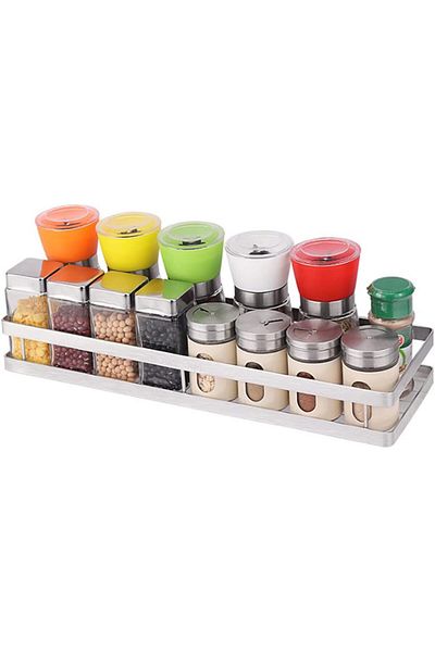 COOYA Stainless Steel Spice Rack, Single-layer Hanging  Spice Rack Wall Mounted