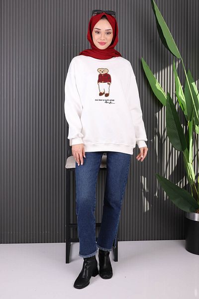 İmajButik Κρέμα Κέντημα Κεντημένο Τρεις Κλωστές Ιδρώτα