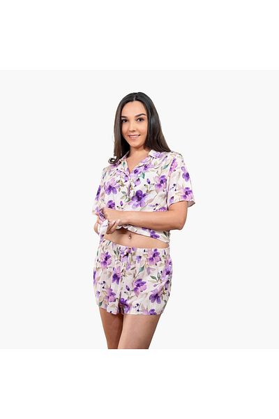Aadaraya Aadaraya Floral Print Shirt and Shorts Set