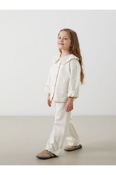 LC Waikiki Lcw Kids Beige Adjustable Waist Girl's Gabardine Trousers