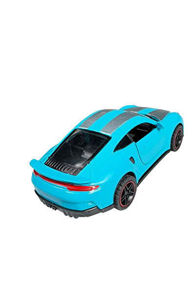 Toyaş Super Sports Striped Racing Car Metal Model Pull Drop Doors Opened Toy Car 10cm Blue-White