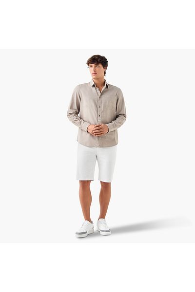 Lee Cooper Lee Cooper Regular Fit Linen Blend Shirt with Long Sleeves
