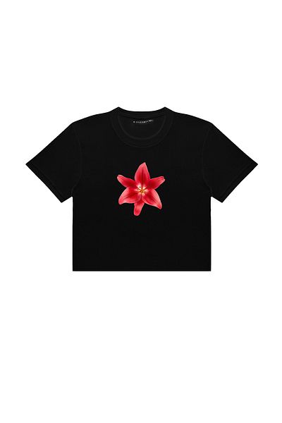 Sekizbiraltı Μαύρο Crop Top - Flower Printed