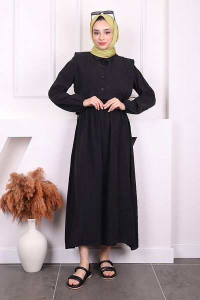 İmajButik Σετ Συνδυασμού Φόρεμα Μαύρο Γιλέκο