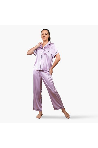 Aadaraya Aadaraya Collared Shirt and Pyjama Set