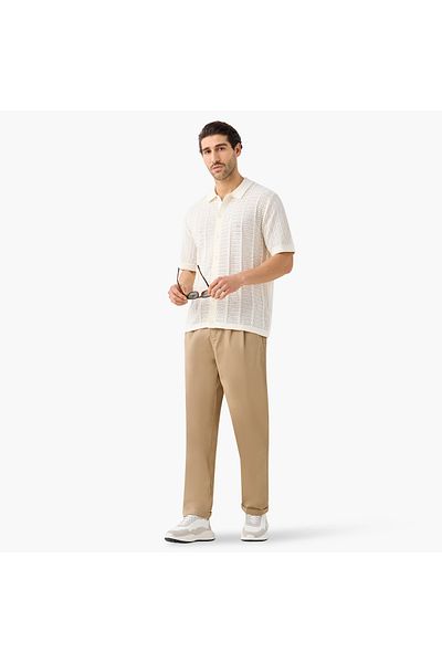 Iconic Iconic Textured Shirt with Collar and Short Sleeves