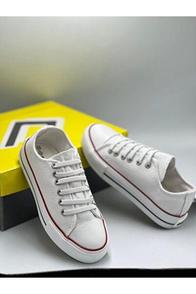 CihanShoes Garantili Kız Çocuk Lastik Bağcıklı Çocuk Convers Beyaz 26-27-28-29-30-31-32-33-34-35 Numara