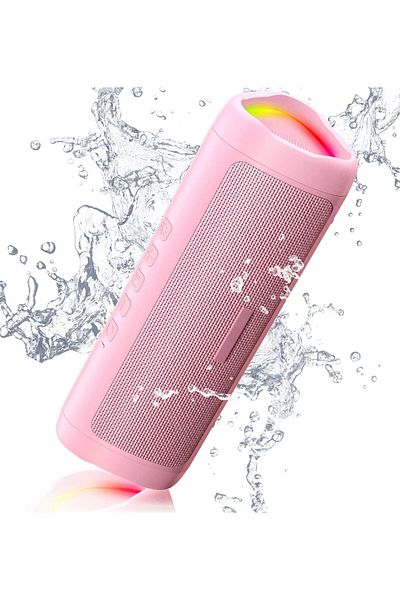 COOYA Bluetooth Speaker, Waterproof Wireless, HD Sound, Up to 20H Playtime, for Home, Party, Pink