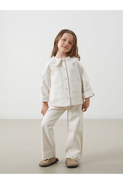 LC Waikiki Lcw Kids Beige Adjustable Waist Girl's Gabardine Trousers