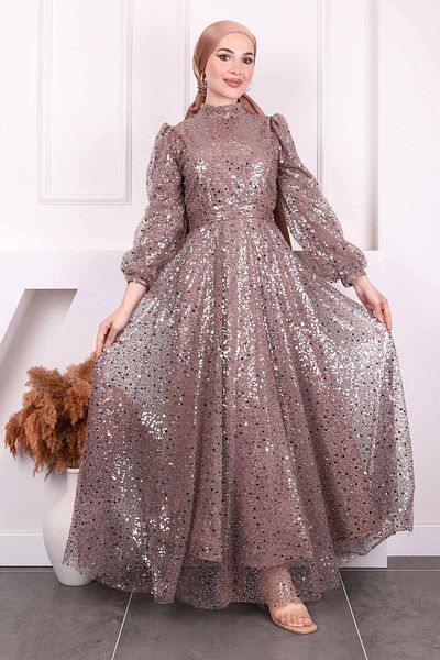 İmajButik Βραδινό φόρεμα με παγιέτες με χάντρες
