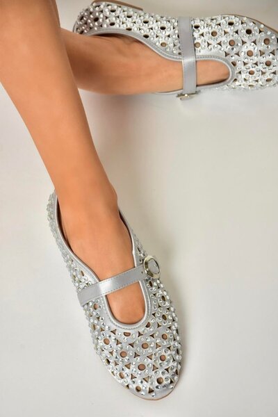 Fox Shoes U820086704 Срібні балетки з тканини для жінок