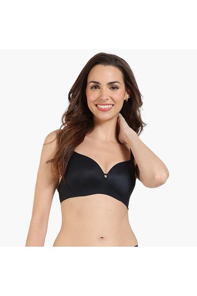 Zivame Zivame Adjustable Strap Detail Demi Bra with Hook and Eye Closure