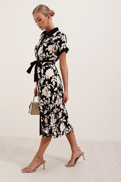 Deridün Yıldız Shoes 2455 Patterned Shirt Dress - Black