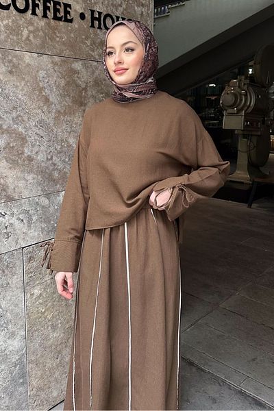 Ovn. Brown Linen Skirt Set