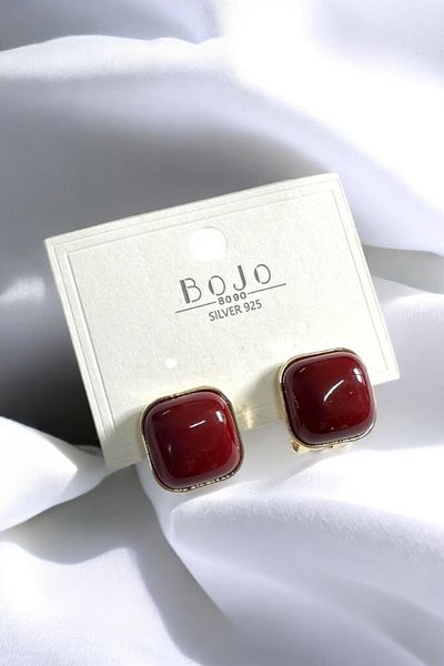 PETEK AKSESUAR 1 cm Square Minelik Dot Earrings