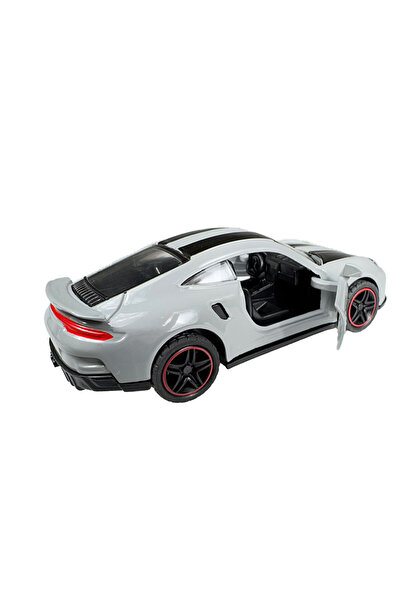 Toyaş Super Sports Stripe Racing Car Metal Model Pull Drop Doors Opened Toy Car 10cm Grey-Black