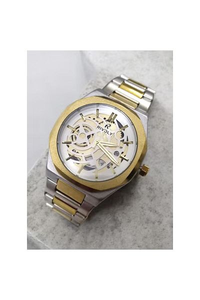 Rivoly Men's Stainless Steel Analog Quartz Date Display Watch Easy to Read Fashion Design Waterproof