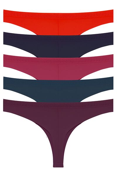 Cottonhill Basic Laser Cut Mesh Elastic Brazilian εσώρουχα 5 Πακέτο - 2