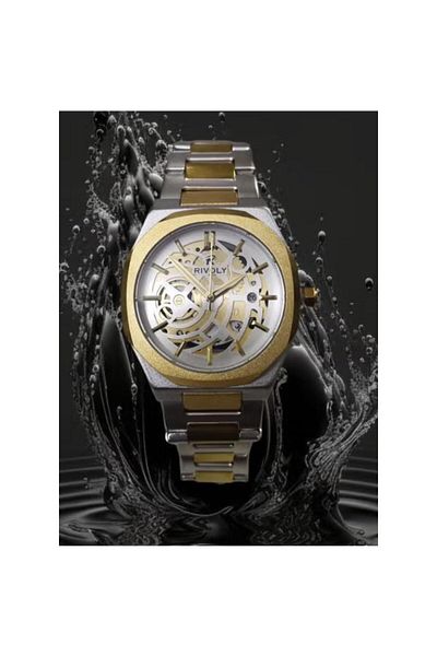Rivoly Men's Stainless Steel Analog Quartz Date Display Watch Easy to Read Fashion Design Waterproof